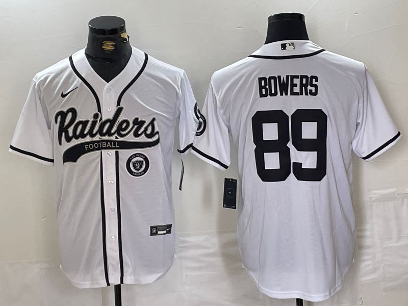 Men Oakland Raiders #89 Bowers White Joint Name 2024 Nike Limited NFL Jersey style 3->new york yankees->MLB Jersey